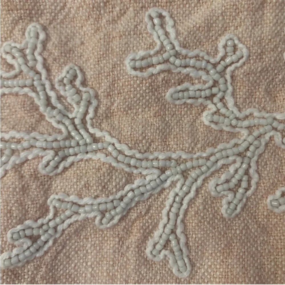 Serena and Lily Coral Peach Linen Embroidered Accent Pillow Cases set of 2 NWOT